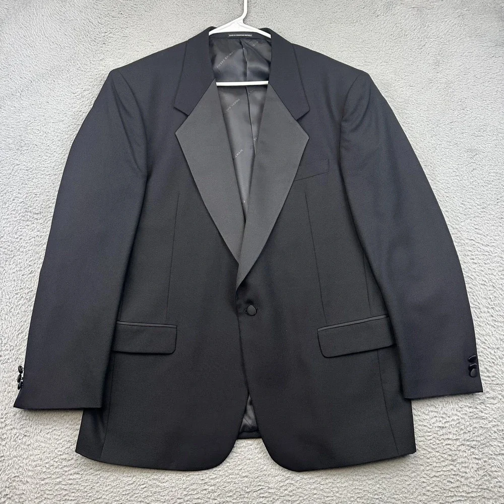 Pierre Balmain Blazer Mens 44 Black Wool Single Breasted Tuxedo Jacket Formal‎